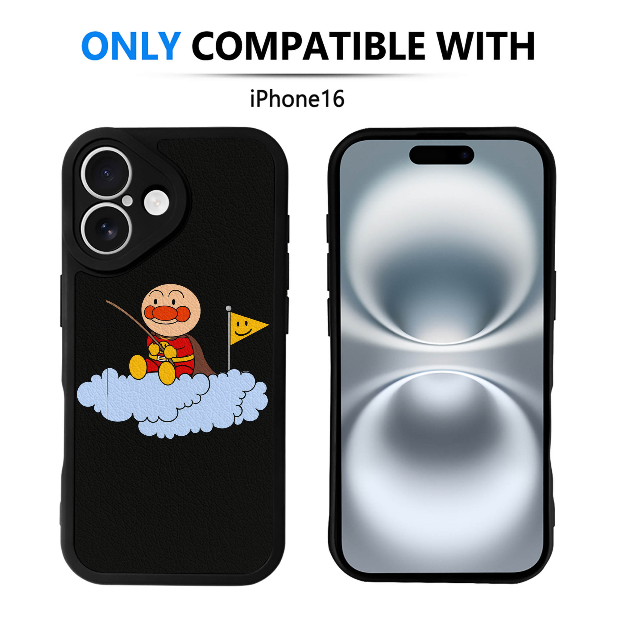 （画像用） アンパンマン Anpanman 【iPhone 16シリーズ対応】シリコンスマホケース（レザー調） 材質：シリコン